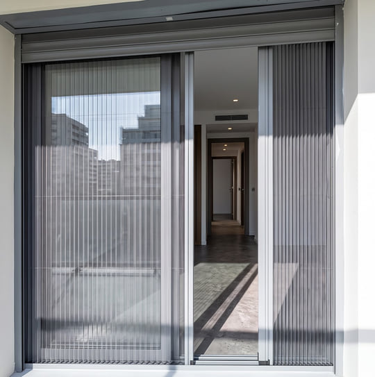 Moustiquaire plissée en aluminium pour porte-fenêtre coulissante à Tanger — Aluminium Tanger
